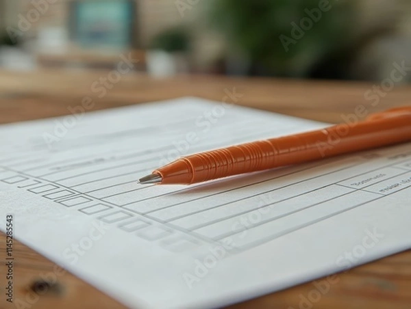 Obraz Macro Extreme closeup stock photo of a community feedback form, focusing on questionnaire fields