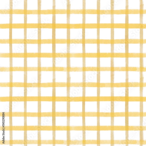 Fototapeta シームレス背景素材・フリーハンド格子柄イエローチェック
