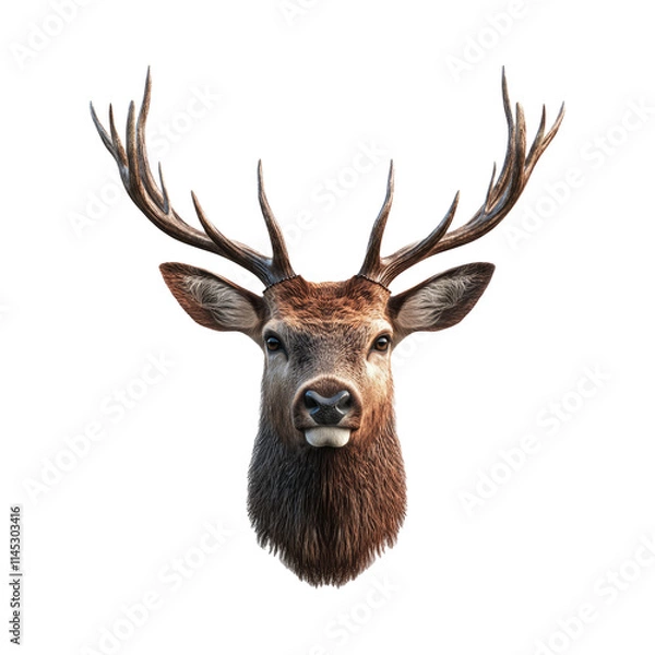 Fototapeta Realistic Deer Head With Antlers Isolated Image