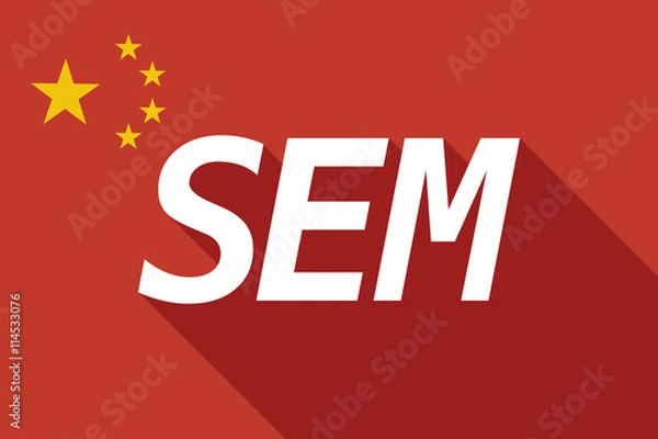 Obraz Long shadow China flag with    the text SEM