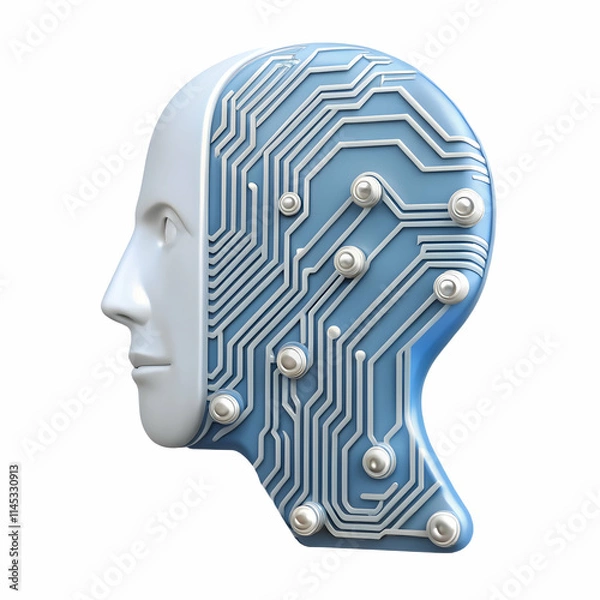 Fototapeta Close Up of Circuit Board Shaping Human Face with Copy Space for Technology Identity