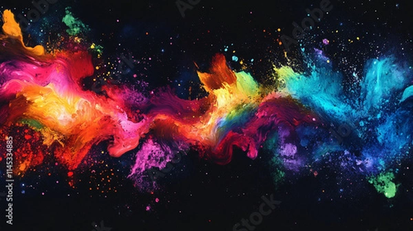 Fototapeta dark black abstract watercolor paint background symbolizing chaos, depth, and mystery. This grunge texture evokes a sense of unpredictability and dark emotion, perfect for artistic and dramatic visual