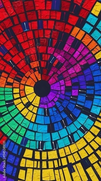 Fototapeta Colorful segmented circles with human icons representing market segmentation and target audience.