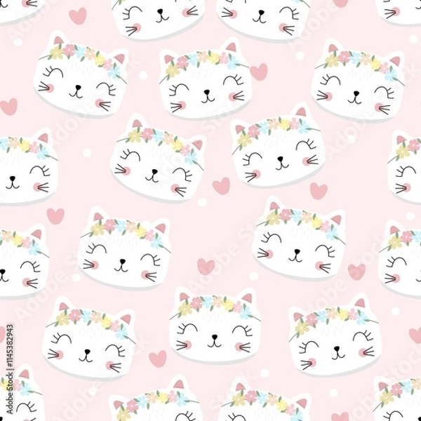 Fototapeta seamless pattern with cats