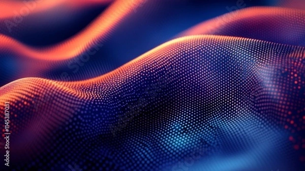 Fototapeta Elegant Abstract Waving Particle Technology on Blue Background