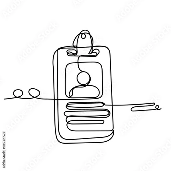 Obraz continuous line drawing employee identification card