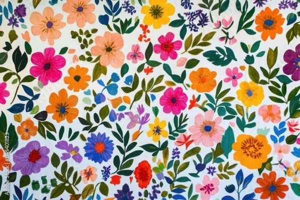 Fototapeta Vibrant Floral Symphony A Whimsical Garden of Colorful Blooms and Lush Greenery