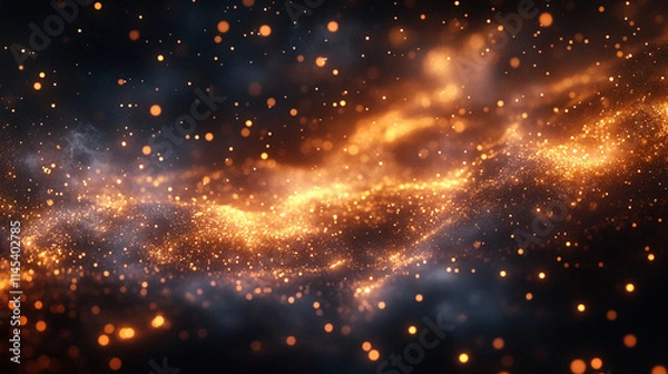 Fototapeta Sparks and embers soar against a black sky, illuminating the darkness with dynamic energy. The dazzling light evokes themes of chaos, transformation, and fleeting beauty in the night