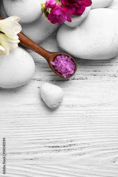 Obraz Spa composition on white wooden background