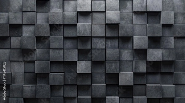 Fototapeta Abstract Dark Grey Cubes 3D Background Texture