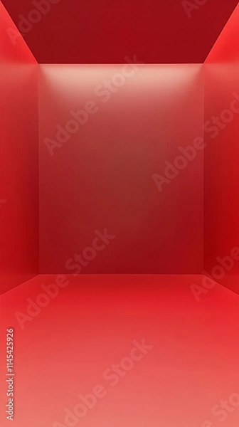 Fototapeta A minimalistic red room with smooth walls and a subtle light source.