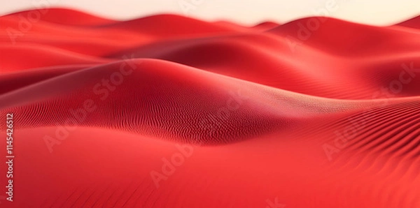 Fototapeta A serene landscape of smooth, red sand dunes under soft lighting.