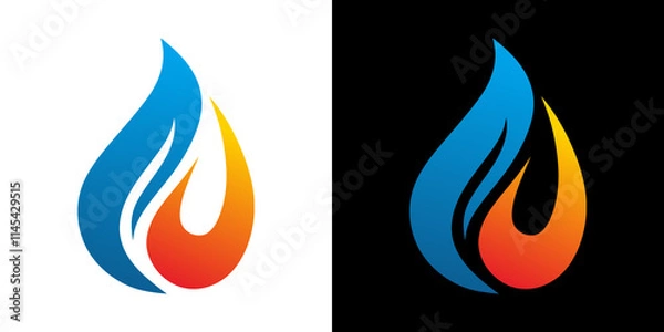 Fototapeta abstract vector logo design template modern illustration symbol simple logo icon water and fire