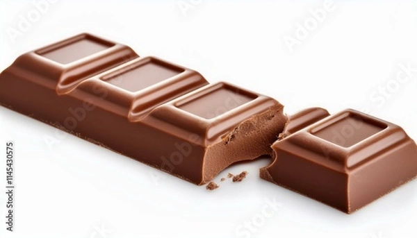 Fototapeta A half-eaten milk chocolate bar on a white background.
