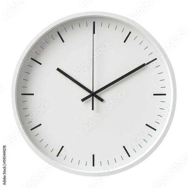 Obraz Wall clock isolated on transparent background Remove png, Clipping Path, pen tool