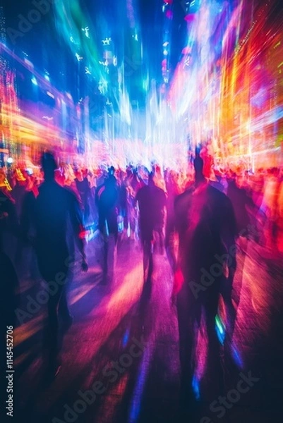 Obraz A vibrant dance party with colorful lights and energetic music. Everyone is enjoying the last moments, Generative AI