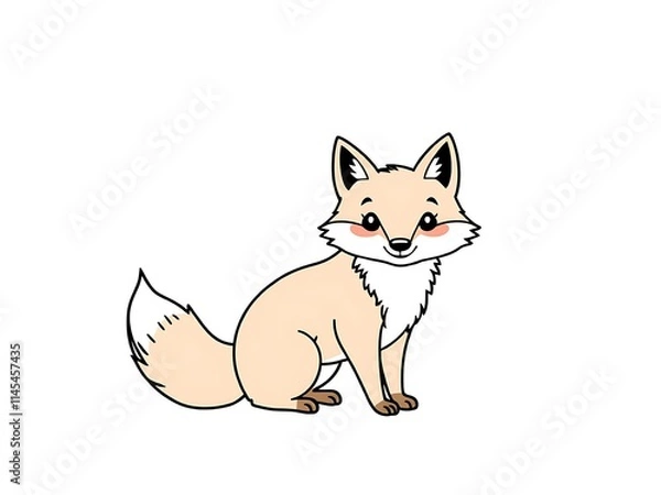 Fototapeta Cute light fox vector art in minimalist style. AI Generated
