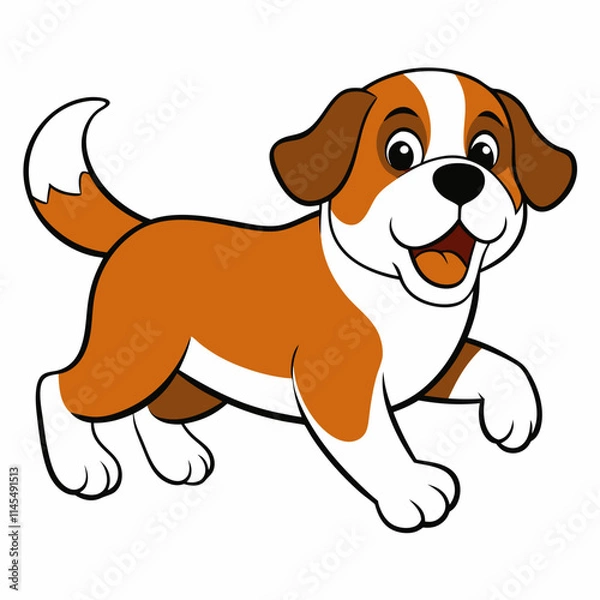 Obraz Running Dog Silhouette vector and illustration on white Background For T-Shirt