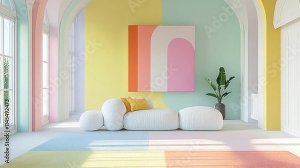 Fototapeta Pastel Paradise: A Dreamy Interior Design with a Modern Twist