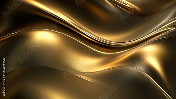 Fototapeta abstract background with smooth lines, abstract background featuring flowing curved waves and floating geometric curved lines, liquid fluid shiny smooth metal texture with glowing effect.