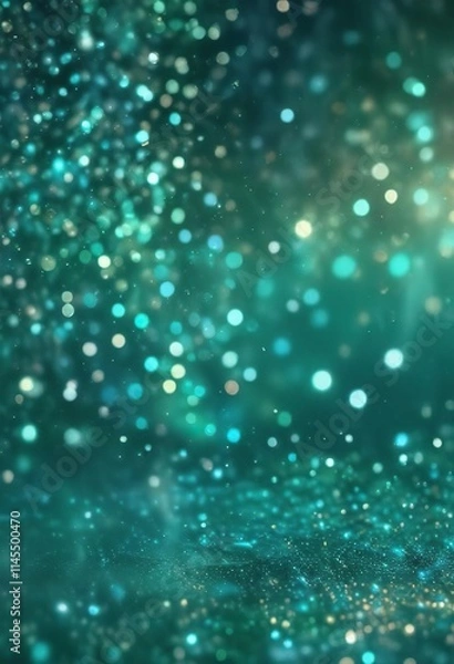 Fototapeta Aqua turquoise and teal green bokeh glitter sparkle background with swirling patterns, green, background, glitter