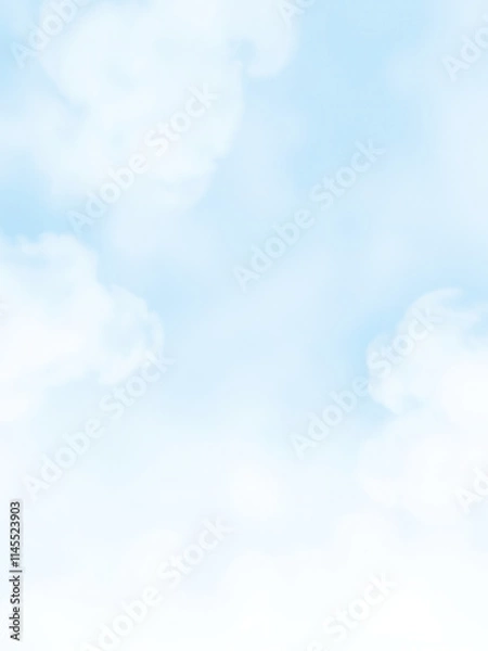 Fototapeta Soft watercolour strokes on a pale blue background, subtle colours, serene environment, light and airy
