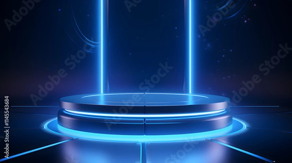 Obraz digital blue light circular podium e-commerce graphics poster background
