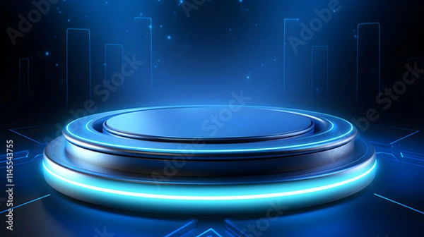 Obraz digital blue light circular podium e-commerce graphics poster background