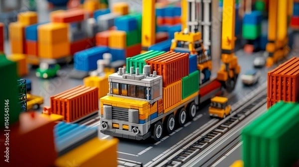 Fototapeta Colorful Isometric of Containers Being Loaded