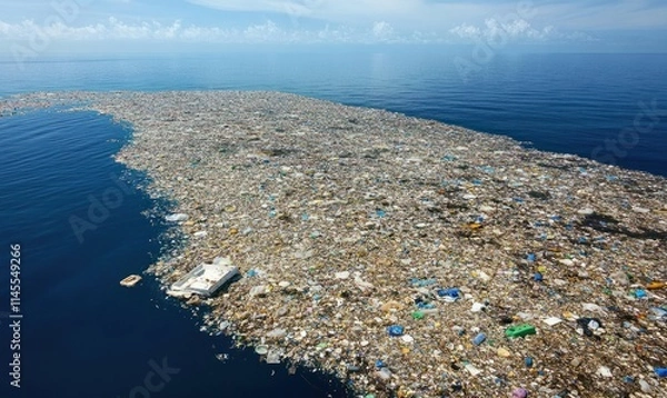 Fototapeta Ocean Plastic Pollution Aerial View
