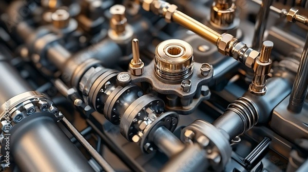 Fototapeta High Resolution Close-Up of Professional Plumbing Fixtures and Components