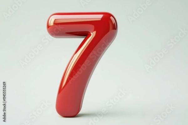 Fototapeta a bold red number 7 in 3D	
