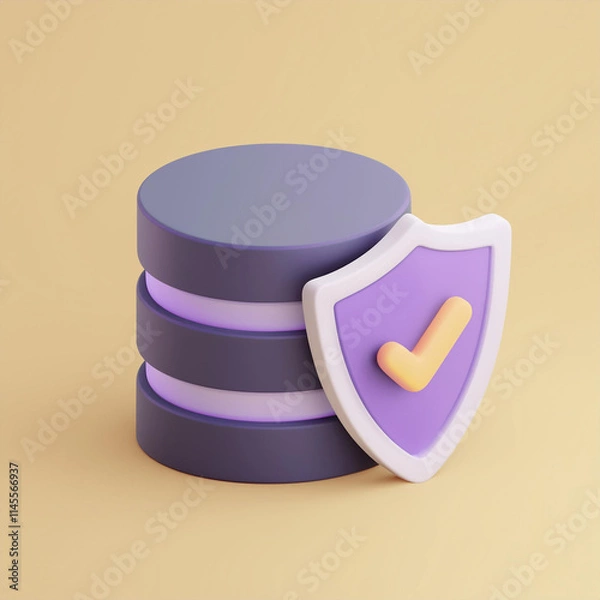 Obraz Secure data storage with protective shield symbolizing safety and trust