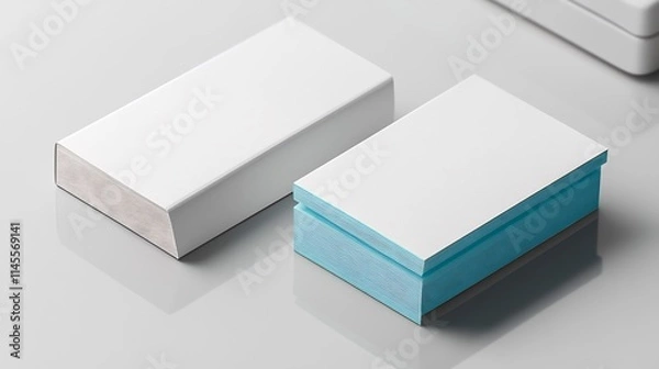 Fototapeta Simple business card template with a white background light blue accents and modern typography isolated on a transparent background