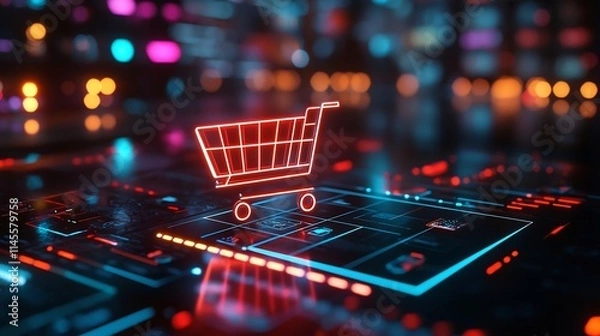 Fototapeta Innovative mobile commerce hub featuring AI curated product feeds interactive one tap purchases and real time delivery tracking for a shopping experience