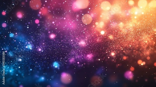 Fototapeta Vibrant fireworks display with colorful bursts lighting up the night sky creating a glowing bokeh background filled with shimmering luminous effects for festive