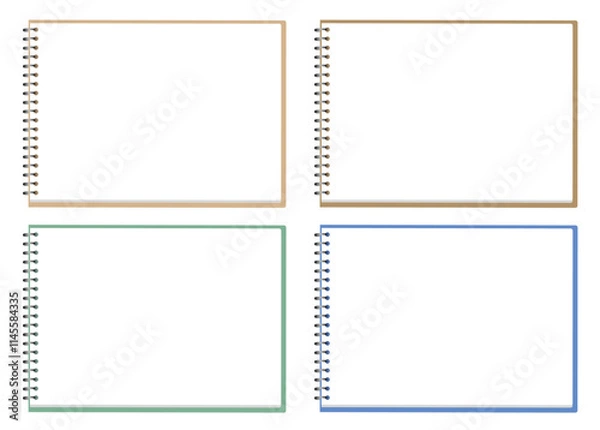 Fototapeta スケッチブックの4色セットです。コピースペースには、文字やイラストなど、自由に配置できます。