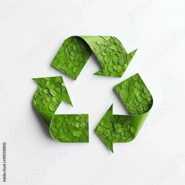 Obraz Recycle Symbol, Isolated on white background, flat lay 
