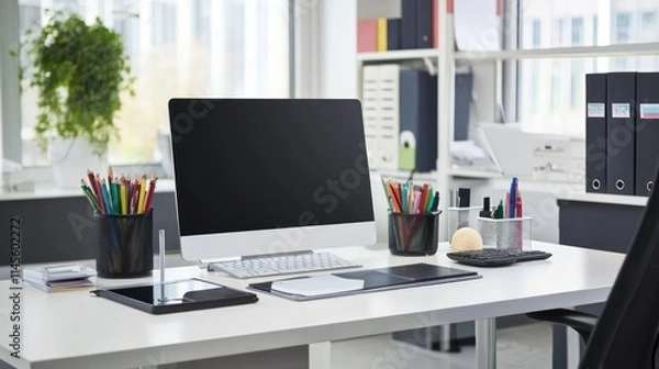 Fototapeta Modern Organized Workspace: A Clean and Efficient Office Desk Setup