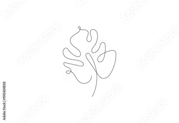 Fototapeta Modern single line art palm tree leaves design, Vector design Concept