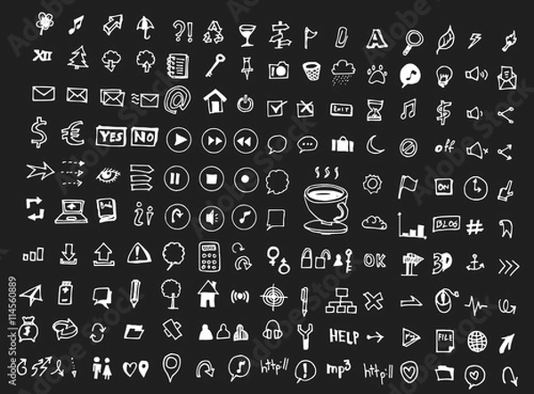 Fototapeta Hand drawn business icon set