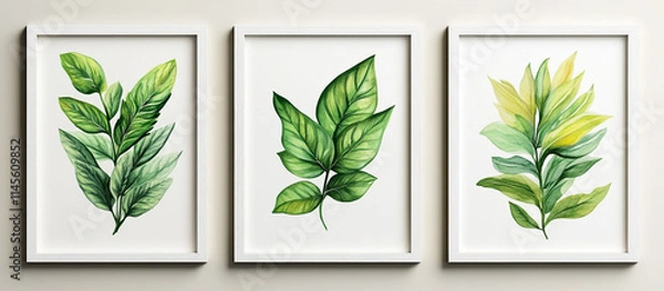 Fototapeta Luxurious leaves Frame wall art set of three