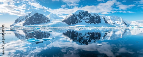 Obraz Icy environment with frozen mountain