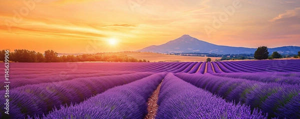 Obraz Lavender field at sunset