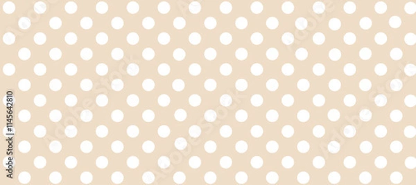Fototapeta Beige seamless pattern with white polka dots