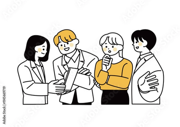 Fototapeta 話し合っている四人のビジネスマンのチーム