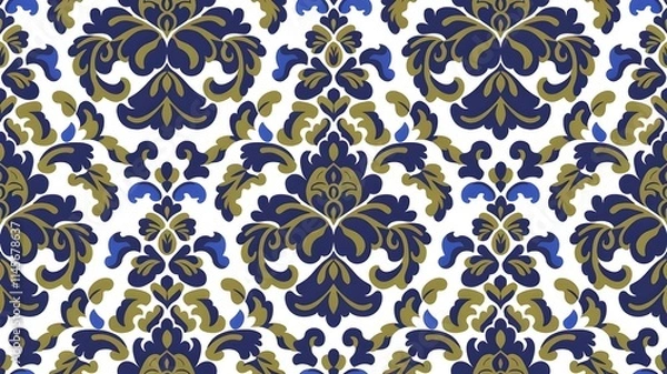 Fototapeta Seamless Damask Pattern with Floral Elegance