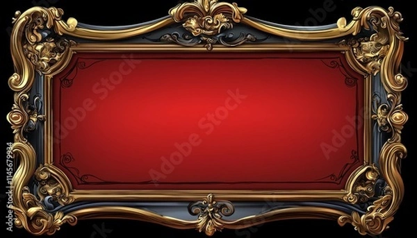 Fototapeta Ornate Gold Frame with Red Center Panel