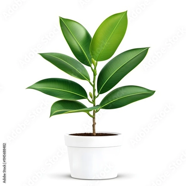 Fototapeta Vibrant Green Indoor Plant in White Pot for Home Decor and Design