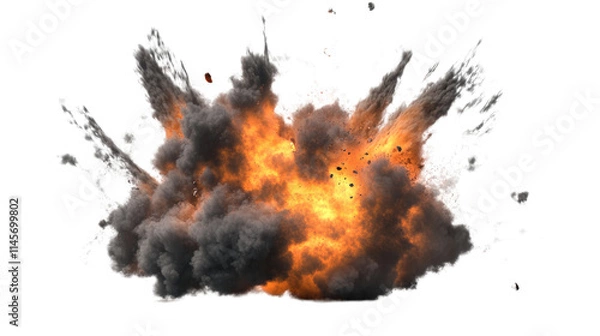 Fototapeta Fiery Explosion: A dramatic, high-resolution image capturing the intense energy and destructive power of a massive explosion. Perfect for action, disaster, or power-related projects.